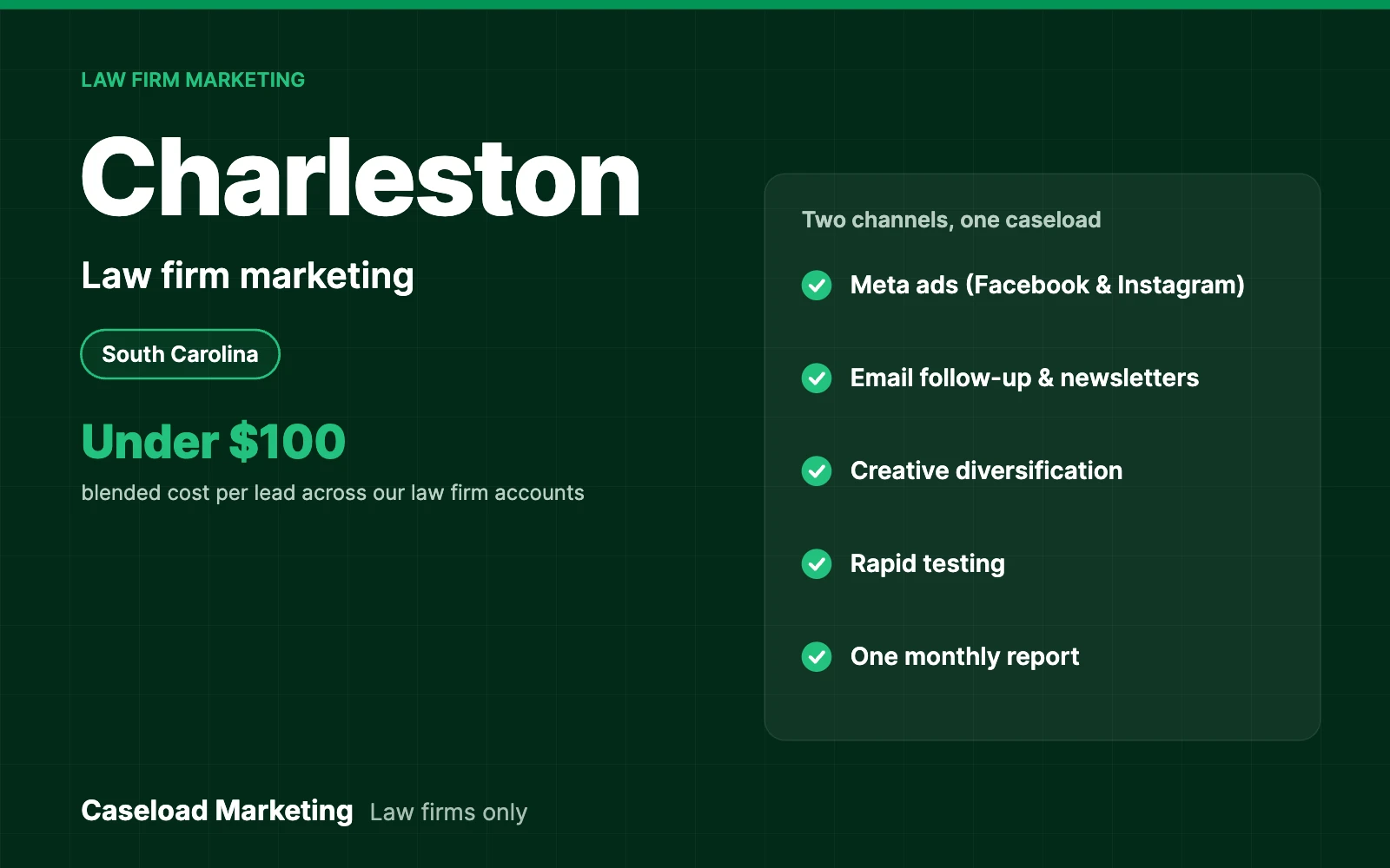 Charleston law firm marketing: Meta ads and email for law firms across Charleston County and the Lowcountry