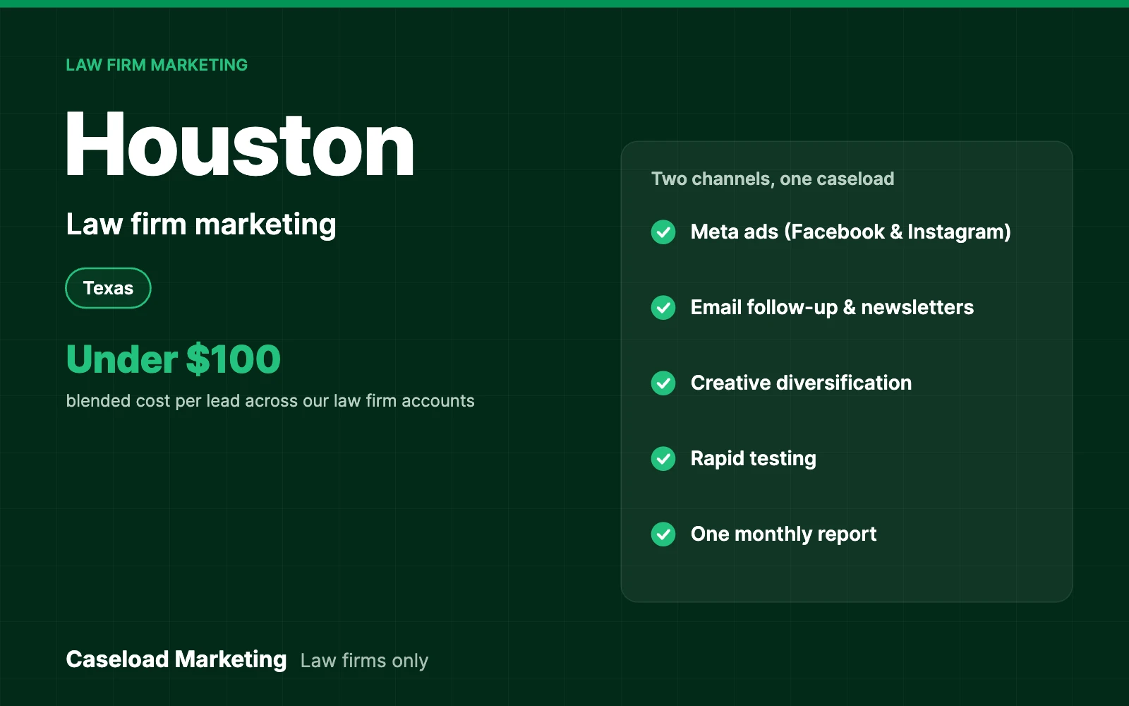 Houston law firm marketing: Meta ads and email for law firms across the Houston metro