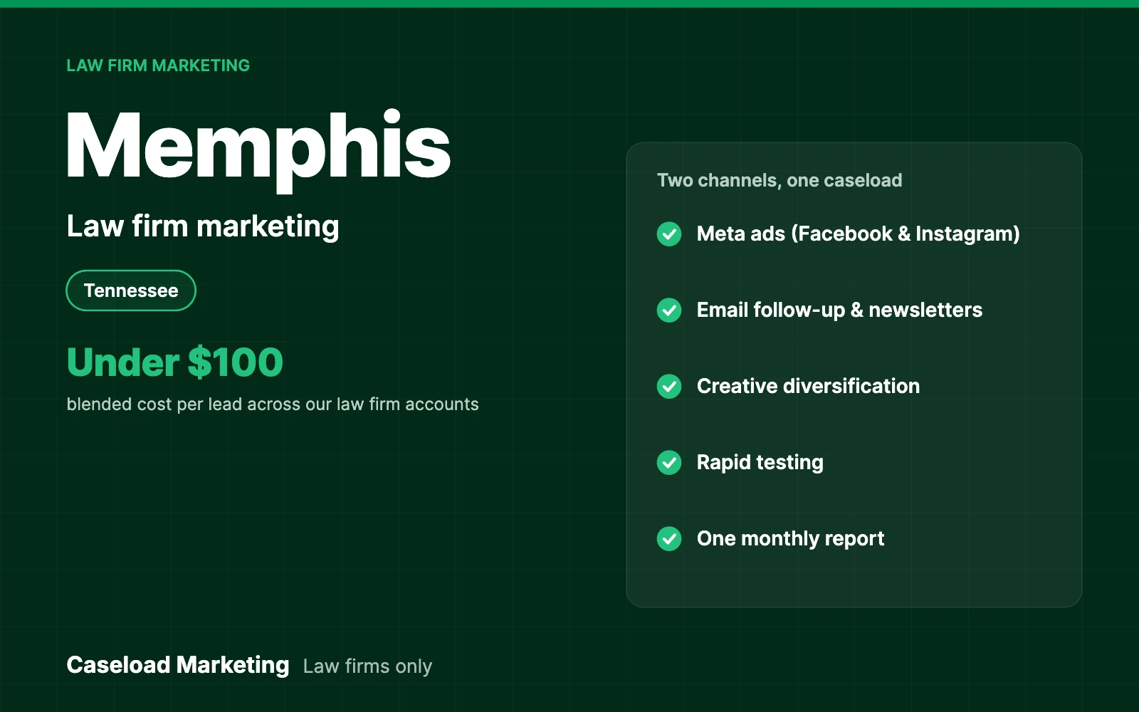 Memphis law firm marketing: Meta ads and email for law firms across Shelby County and West Tennessee