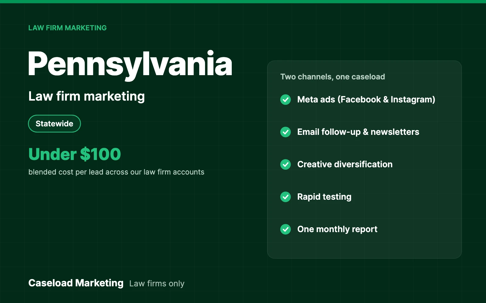 Pennsylvania law firm marketing: Meta ads and email for law firms across Pennsylvania