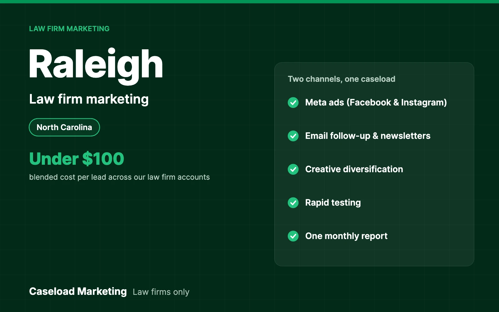 Raleigh law firm marketing: Meta ads and email for law firms across Wake County and the Triangle