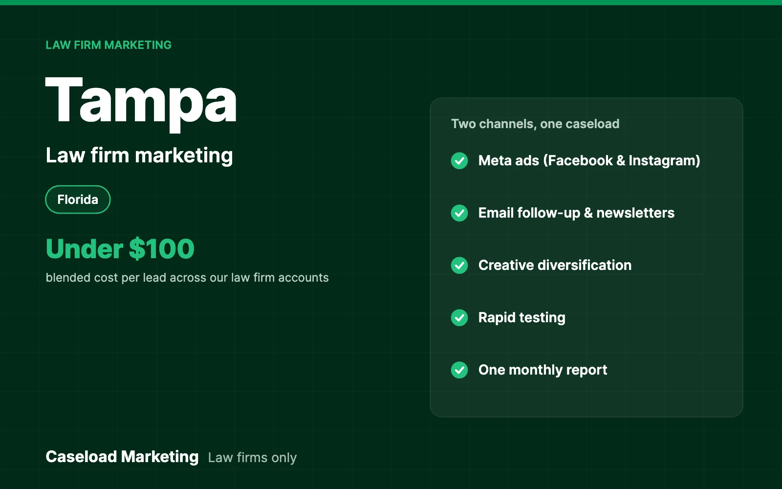 Tampa law firm marketing: Meta ads and email for law firms across Hillsborough County and the Tampa Bay area